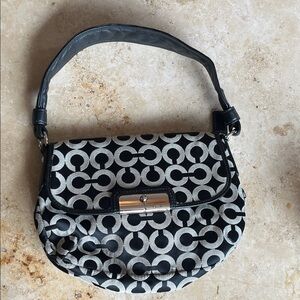 Coach Black and Cream Patterned Wristlet